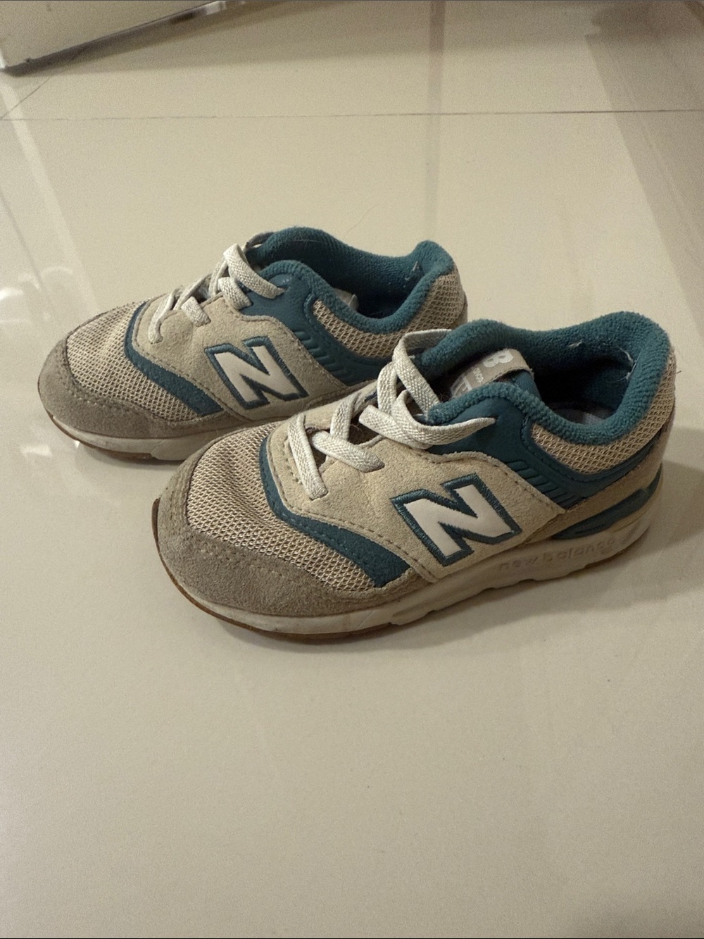 New Balance Kids Teal and Gray Sneakers